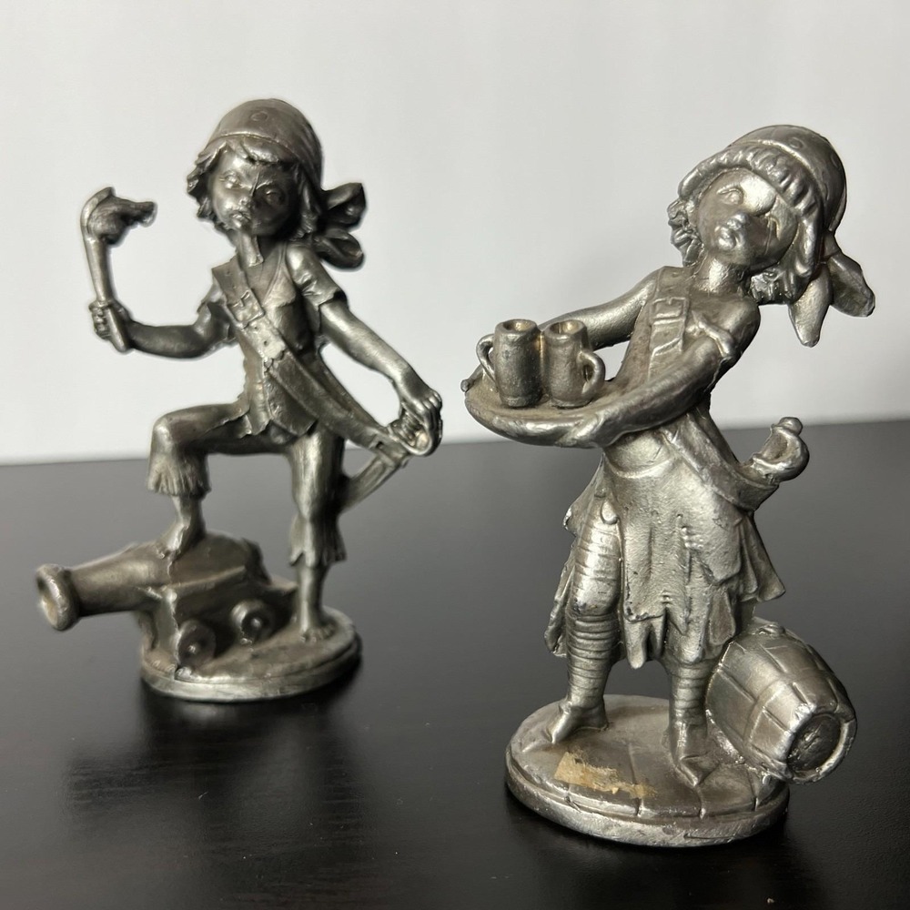 Set of 2 Pewter Depose Italy Fontanini Simonetti Pirate Figurines‎ 5" Nautical